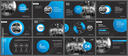 Presentation and slide layout background. Design blue and black circle template. Use for business annual report, flyer, marketing, leaflet, advertising, brochure, modern style.