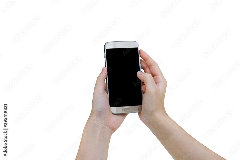 Woman using mobile smart phone isolated on white background,clipping path Woman using mobile smart phone isolated on white background,clipping path