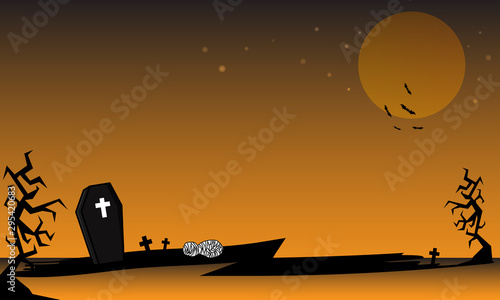 Halloween background  Moon with bats on sky  Darkness background  Vector illustration  Halloween banner  Fear  Halloween October