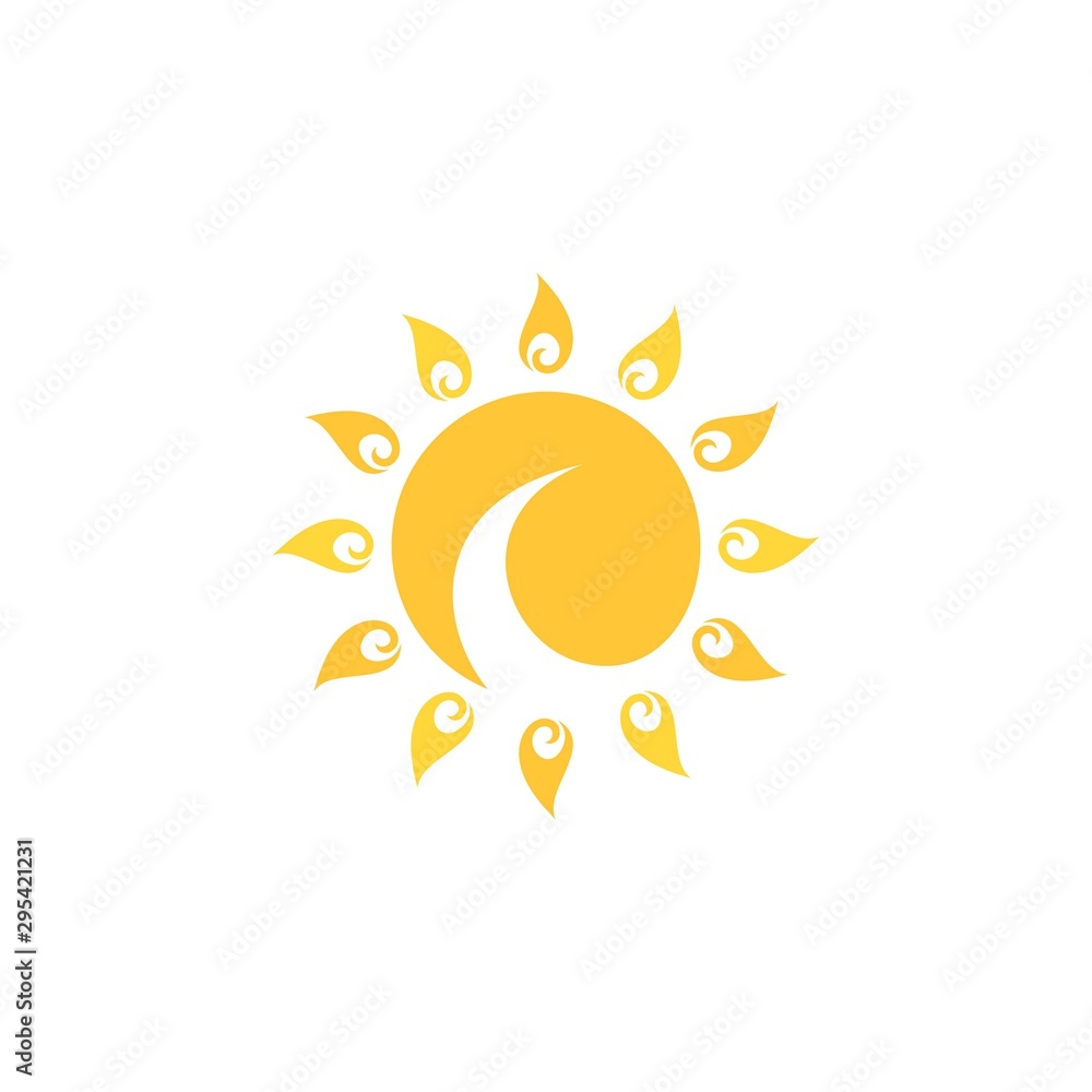 Creative, simple vector sun with swirl on the middle isolated summer icon design
