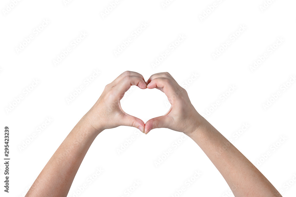 Obraz premium person hands making a heart shape isolated on white background,clipping path