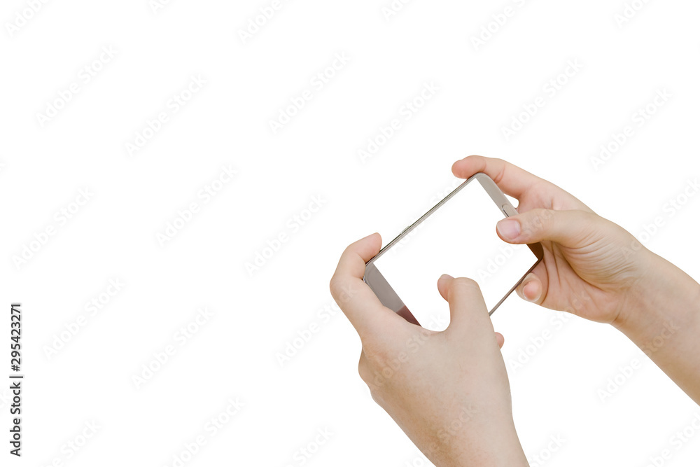 Woman using mobile smart phone isolated on white background,clipping path Woman using mobile smart phone isolated on white background,clipping path