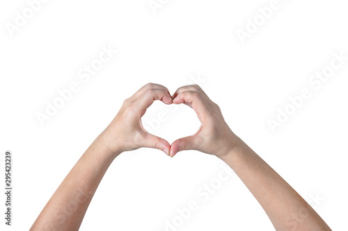 person hands making a heart shape isolated on white background clipping path