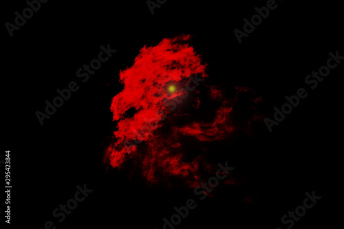Textured cloud, Abstract red,isolated on black background