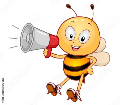 Mascot Bee Megaphone Illustration