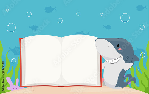 Shark Mascot Book Under Sea Illustration