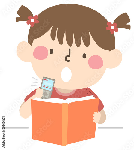Kid Girl Study Recorder Ill...