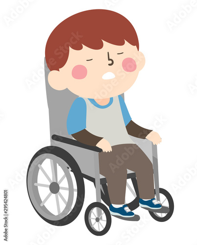 Kid Boy Sleeping Wheelchair...