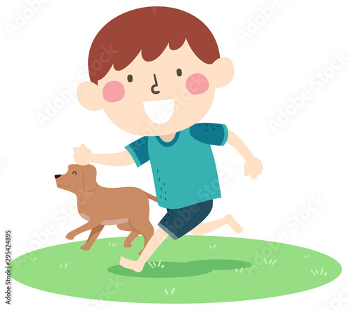 Kid Boy Run Barefoot Grass ...