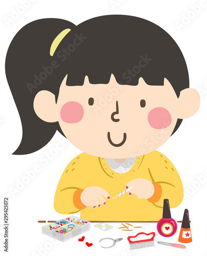 Kid Girl Nail Art Craft Illustration