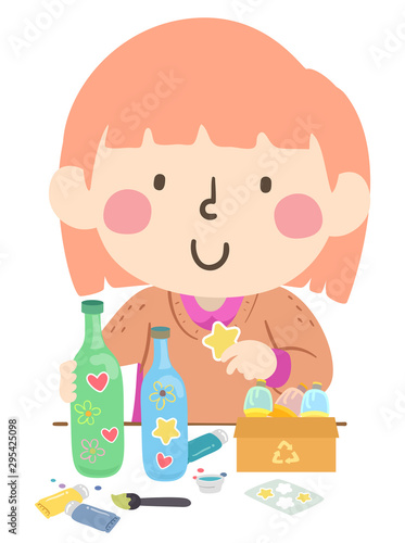 Kid Decorate Recycle Craft Illustration