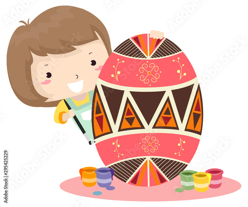 Kid Girl Paint Pysanka Egg ...
