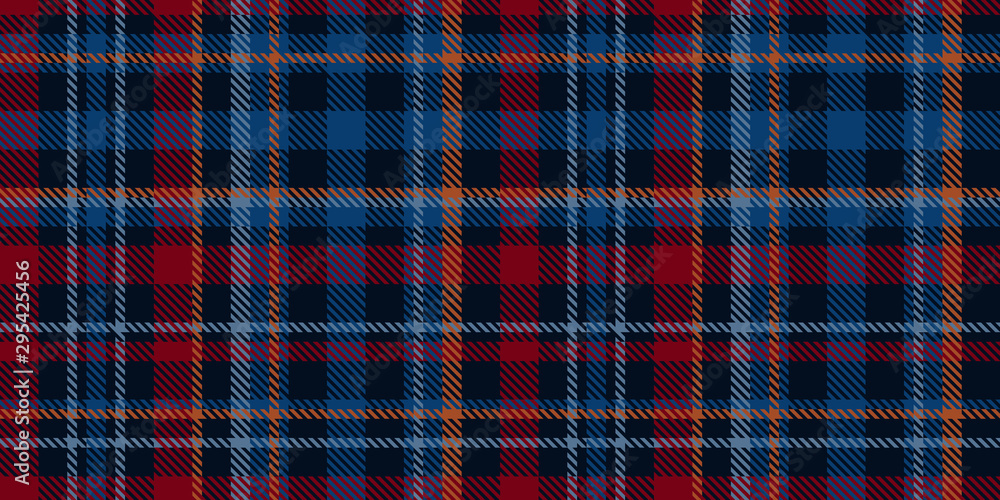 Fototapeta premium Checkered fabric print in shades of blue and red