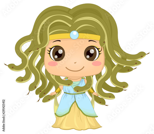 Kid Girl Greek Medusa Costume Illustration