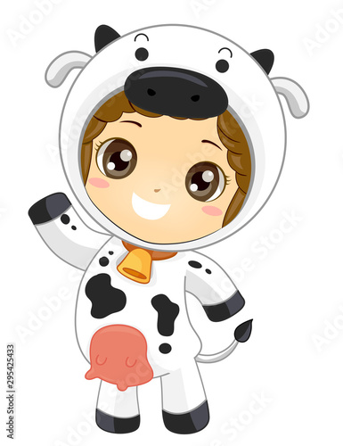 Kid Boy Animal Costume Cow Illustration