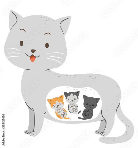 Animal Pregnant Cat Kitten Illustration