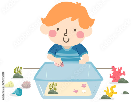 Kid Boy Build Aquarium Ecos...