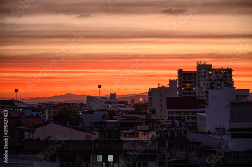 skyline at sunset city view close up © Ruengdet