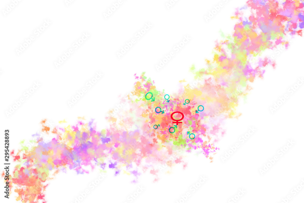 Male female symbols with abstract textured cloud Male female symbols with abstract textured cloud