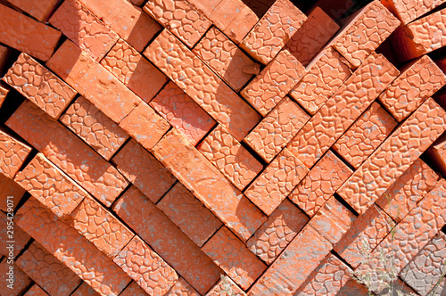Background of red new building bricks