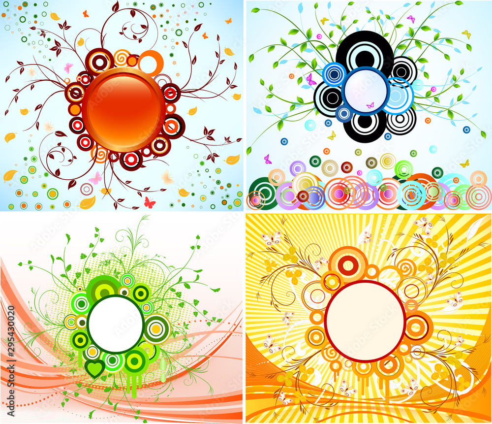 Fototapeta premium Set of floral background art design