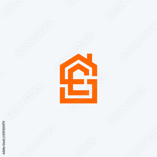 Letter initial  SE house icon logo design minimalist monogram symbol concept vector