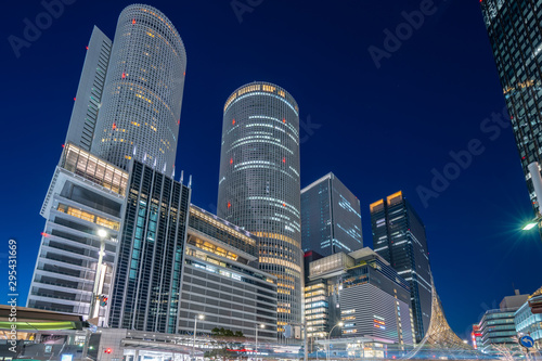 Fototapeta Landmark buildings in Nagoya city at night in Nagoya, Japan