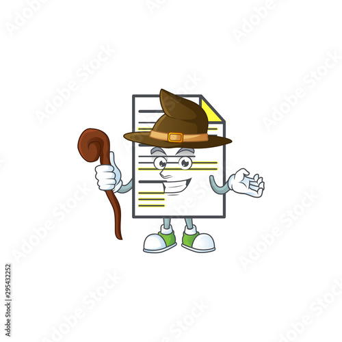 Witch document template with cartoon character shape