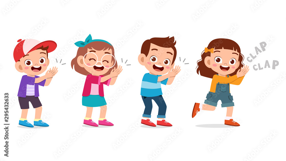 cute happy kid clap hand cheer smile cute happy kid clap hand cheer smile