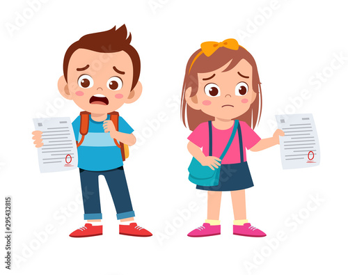 sad kids have bad mark from exam
