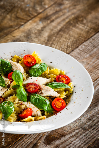 Wallpaper Mural Tagliatelle with boiled chicken breast and pesto Torontodigital.ca