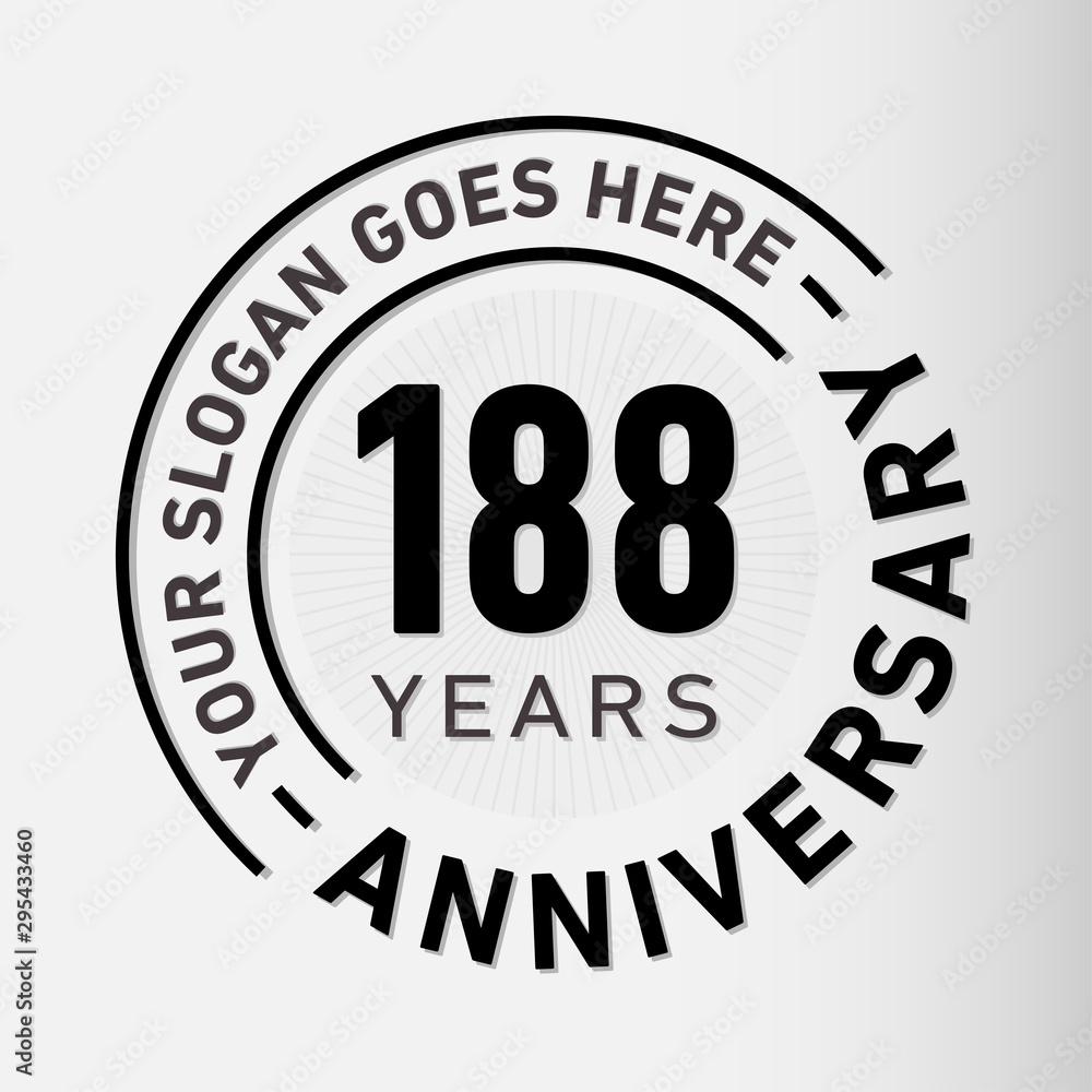 188 years anniversary logo template. One hundred and eighty-eight years celebrating logotype. Vector and illustration.