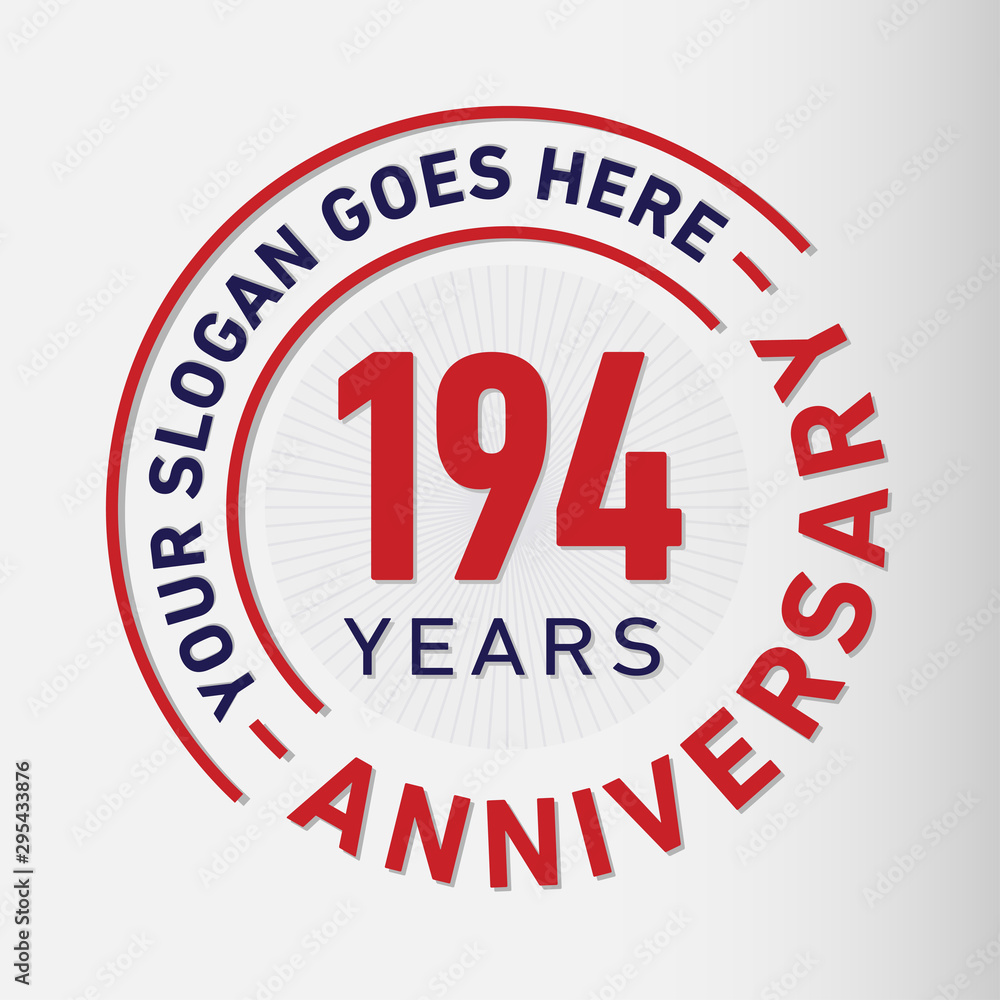 194 years anniversary logo template. One hundred and ninety-four years celebrating logotype. Vector and illustration.