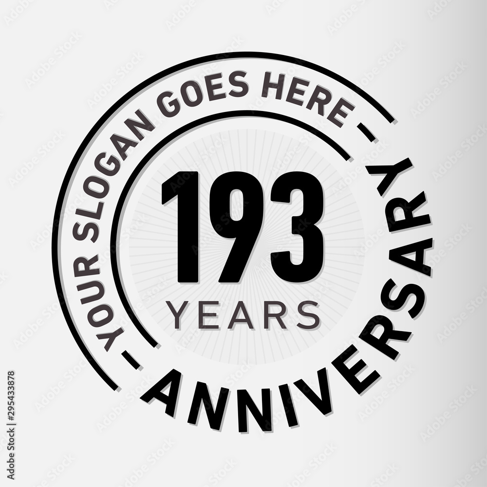 193 years anniversary logo template. One hundred and ninety-three years celebrating logotype. Vector and illustration.