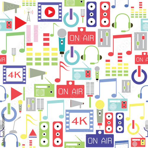 audio seamless pattern background icon.