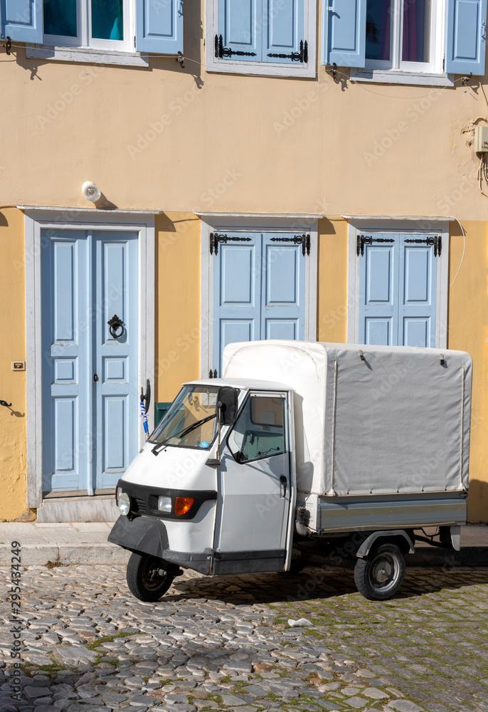 street view in Syros island, Cyclades, Greece.