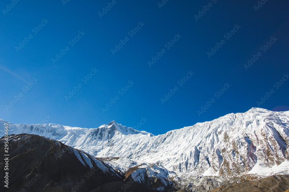 Tilicho peak in Himalayan Mountains, Nepal. Annapurna circuit trek