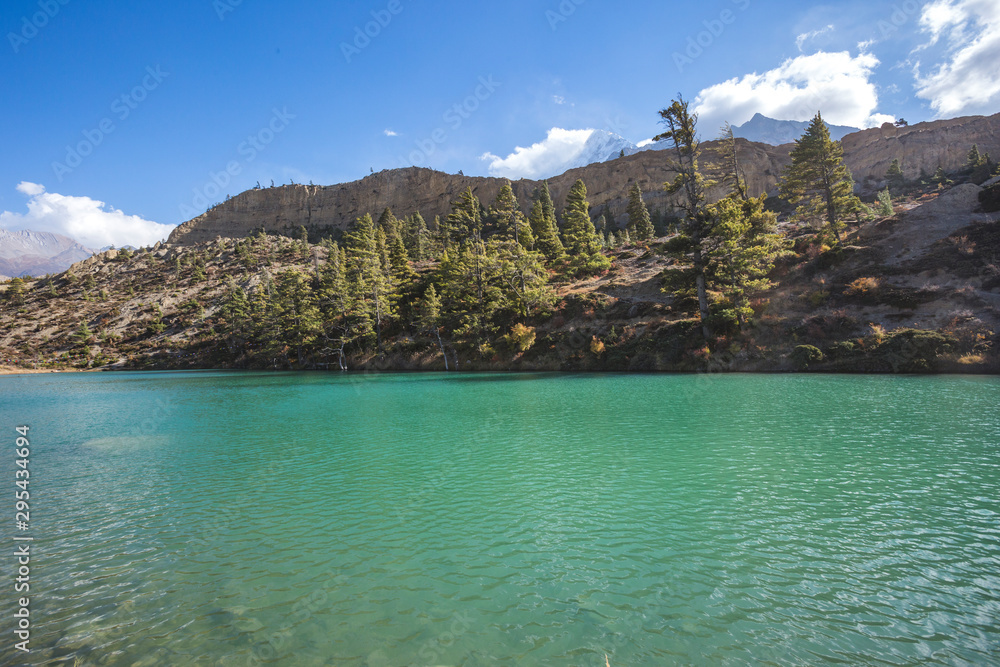 Dhumba Lake in Jomsom, Nepal. Annapurna circuit trek