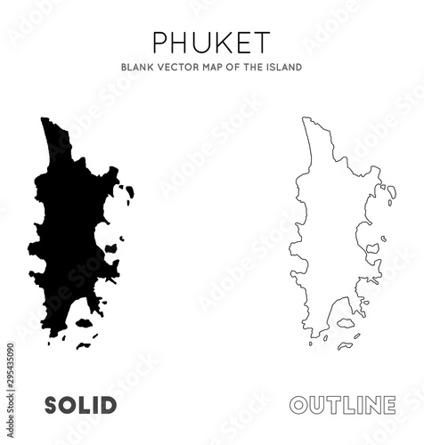 Phuket map. Blank vector map of the Island. Borders of Phuket for your infographic. Vector illustration.