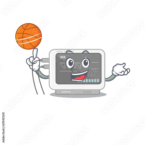 With basketball ecg machine cartoon with the character
