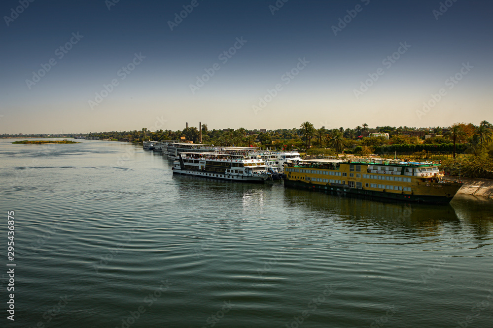 Fototapeta premium tourist boat on nile river in Luxor - egypt