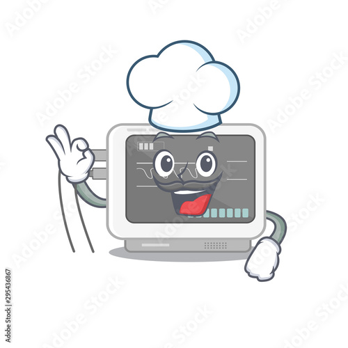Chef ecg machine stuck the cartoon wall