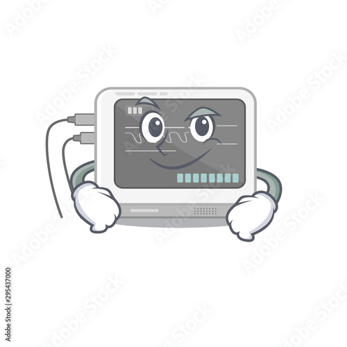 Smirking ecg machine stuck the cartoon wall