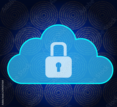 clouds information security design with lock and binary code