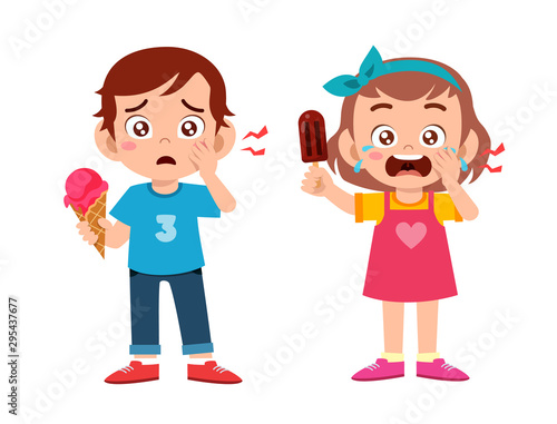 sad cute kids sick suffer toothache cavity