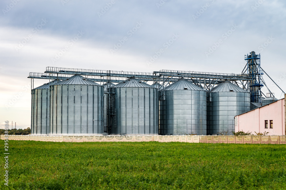 agro-processing and manufacturing plant for processing and silver silos for drying cleaning and storage of agricultural products, flour, cereals and grain. Granary elevator