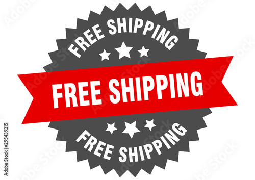 free shipping sign. free shipping red-black circular band label