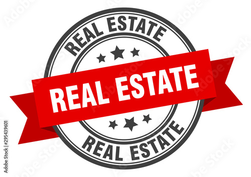 real estate label. real estate red band sign. real estate