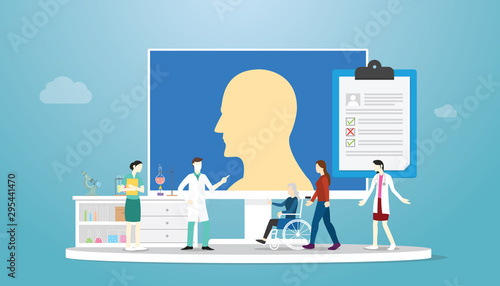 alzheimer disease with doctor and patient concept with modern flat style - vector