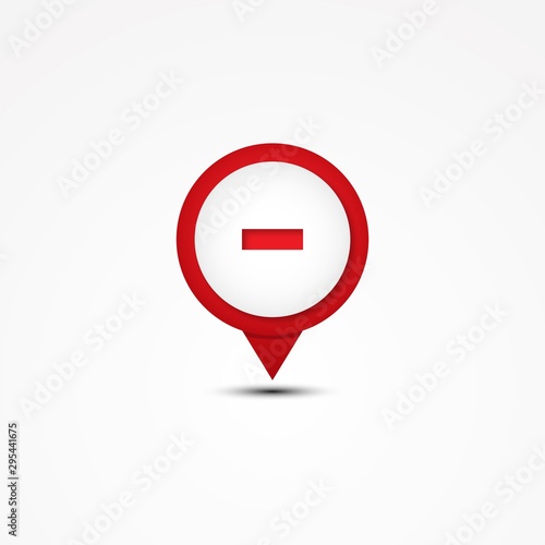 Creative combination minus mathematics symbol and map pointer